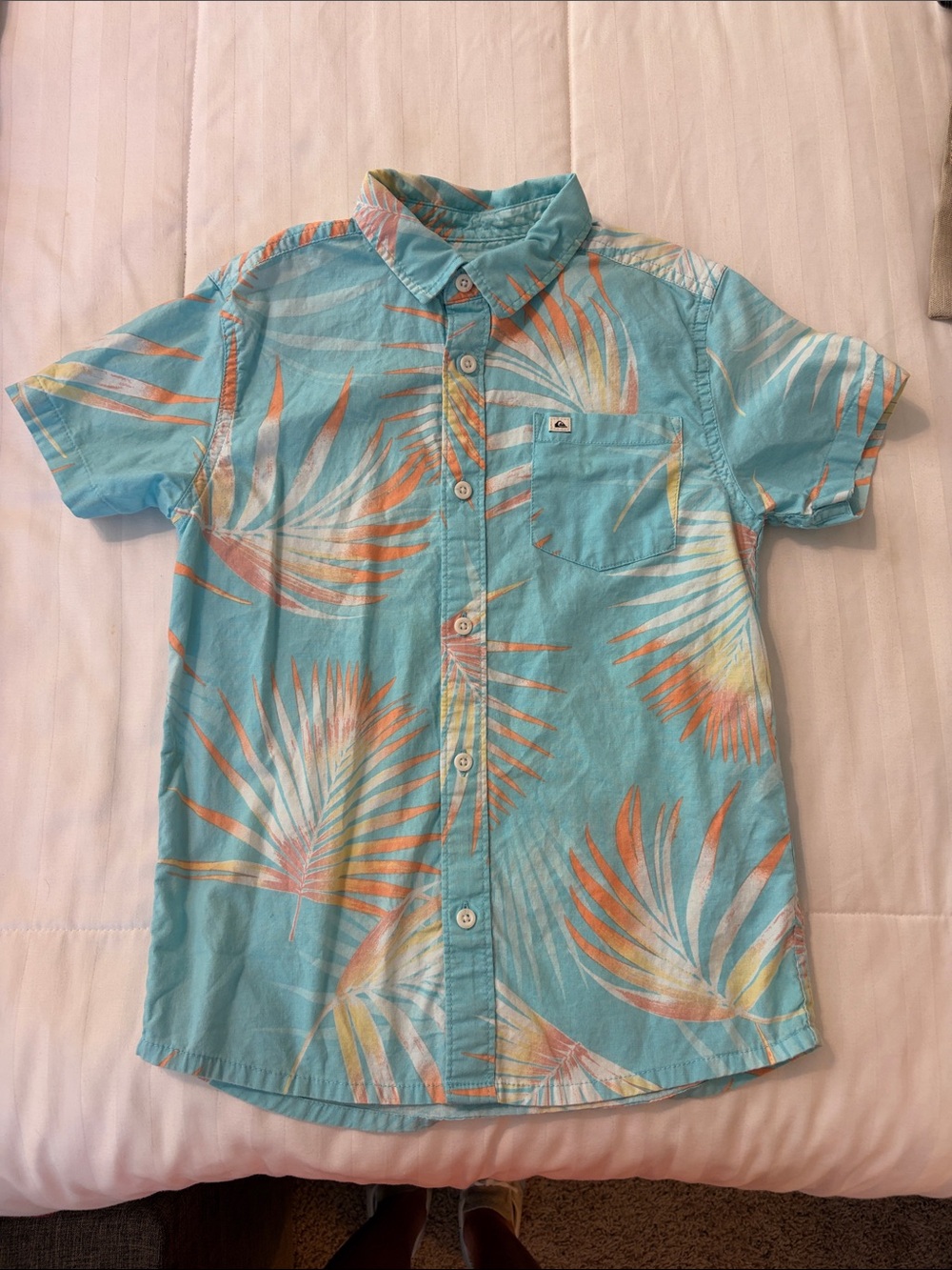 Quiksilver Aqua Tropical Palm Boys Short-Sleeve Button-Up